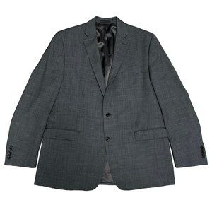 Lauren Ralph Lauren Blazer Sport Coat Jacket 44L Gray 100% Natural Wool Stretch